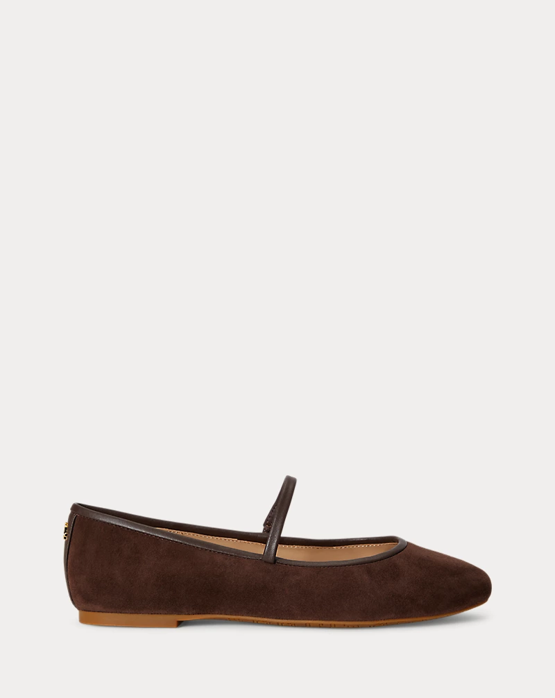 Ralph Lauren Home Jayna Nappa-Trim Suede Mary Jane Flat