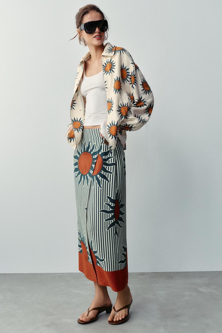 ZARA PRINTED MIDI PAREO SKIRT