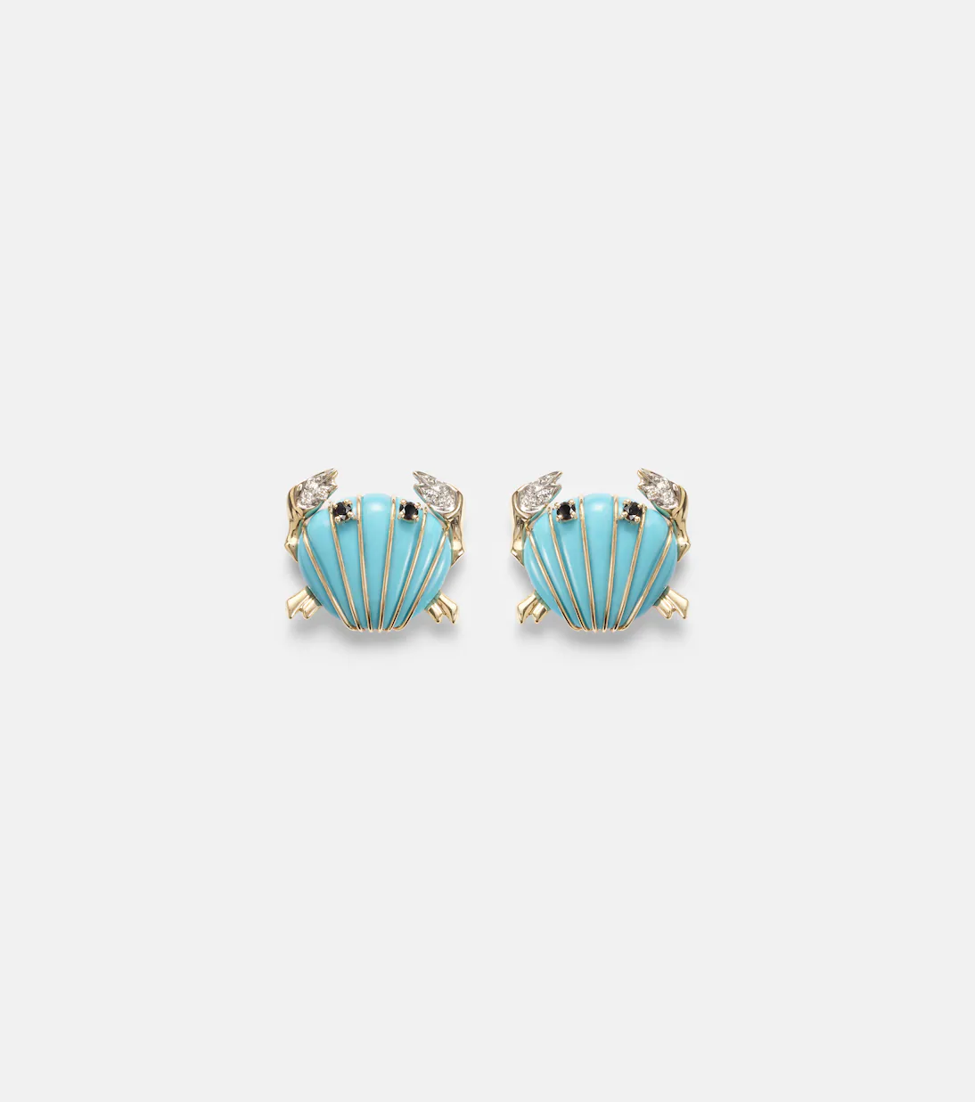 Yvonne Léon Crabe Coquillage 9kt gold earrings with gemstones