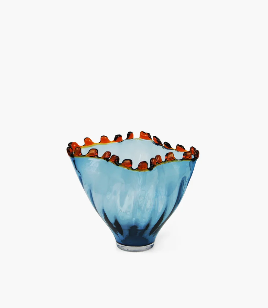 Art Glass Vase In Dark Blue Size 29 5x25 5x24 5cm