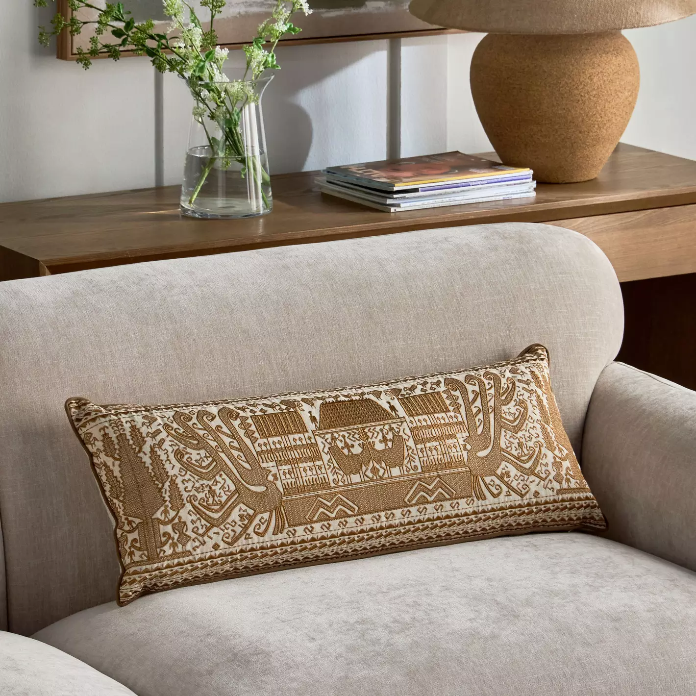 homecentre Indus Tribal Embroidered Filled Cushion - 30x80 cm