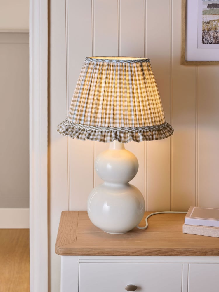 Natural Gingham Pleated Lamp Shade