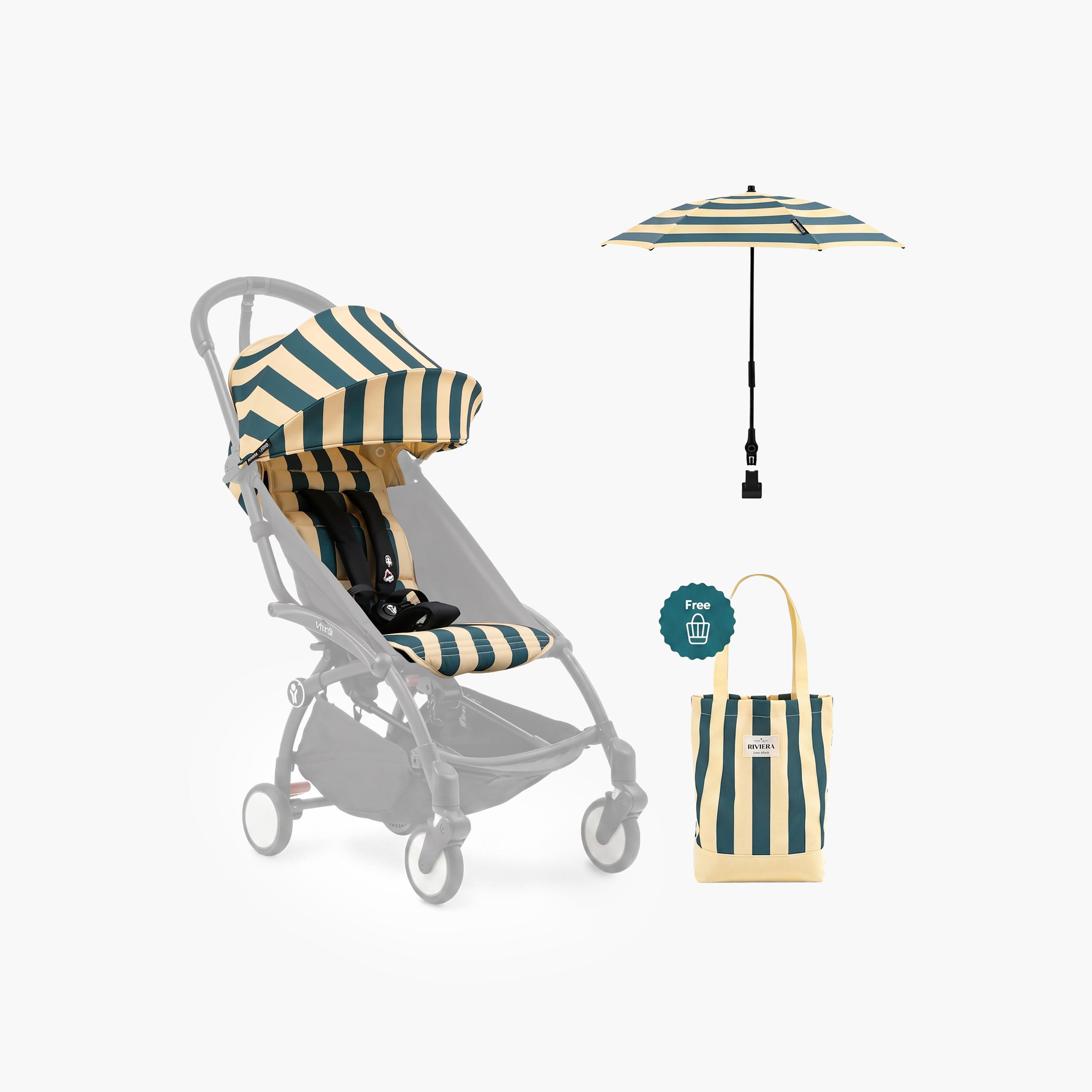 Stokke Yoyo Riviera Monaco Summer Kit - Stroller Color Pack with Parasol and Bag