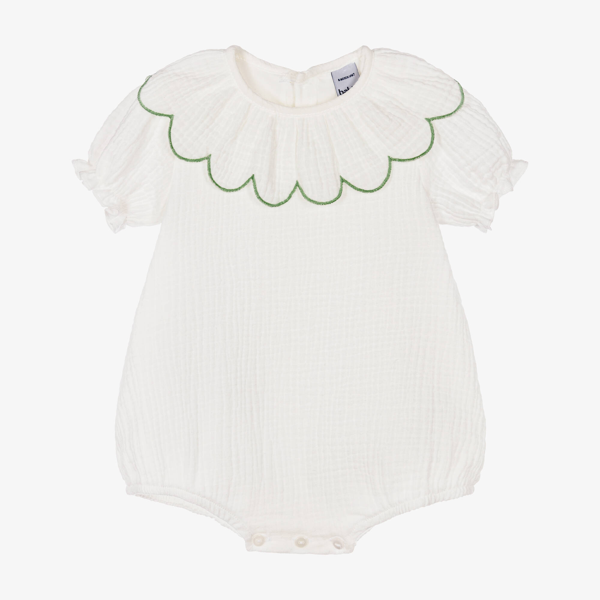 Baby Girls Ivory Cotton Shortie with Petal Collar
