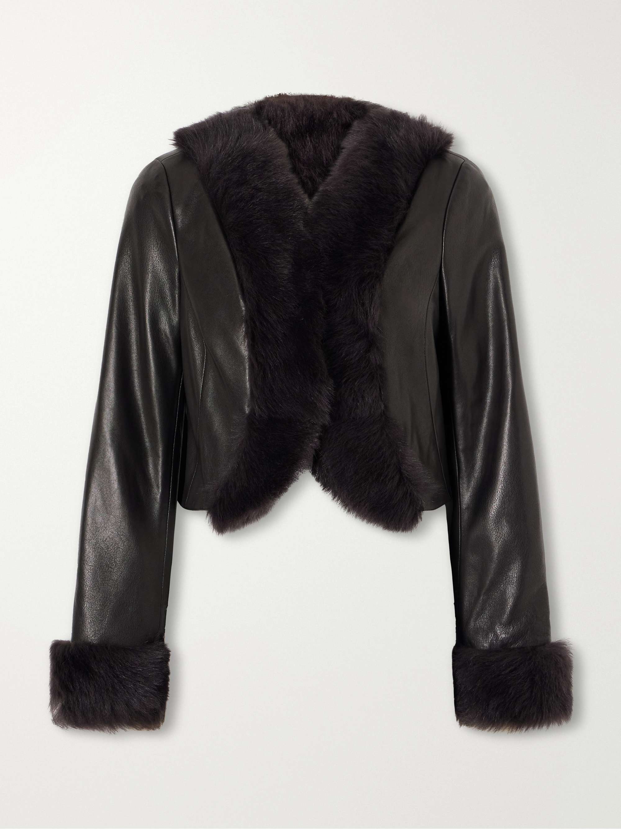 Sofie cropped shearling-trimmed leather jacket